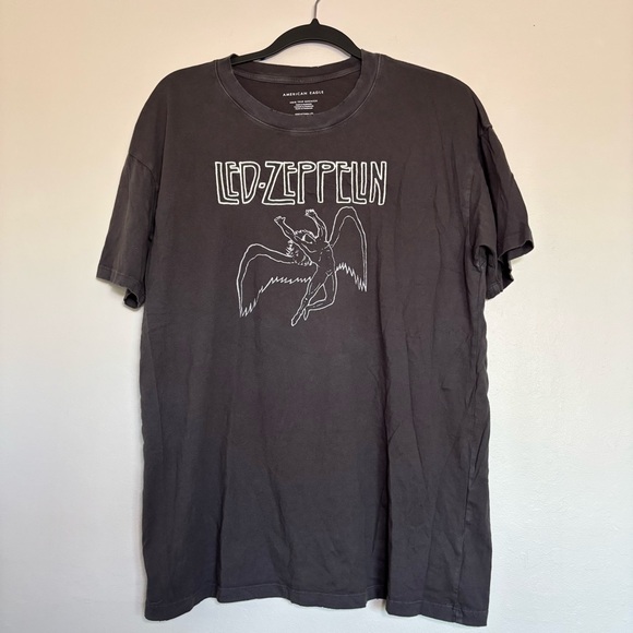 American Eagle Led Zeppelin Embroidered Graphic T-Shirt Size XS/S Gray Relaxed - Picture 1 of 12